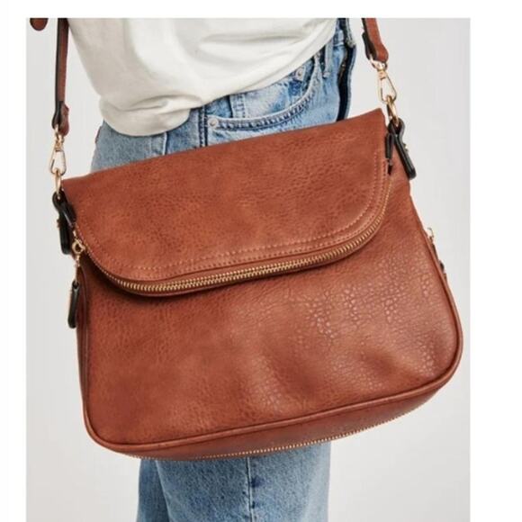 Moda Luxe Dandelion Vegan Leather Large Crossbody Messenger Bag - Picture 12 of 12